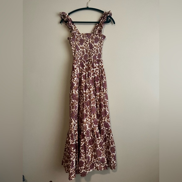 Floral Smocked Maxi Dress in Mauve Pink - Picture 3 of 7